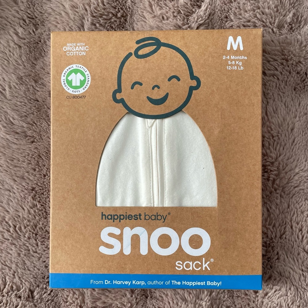 Happiest baby! The snoo! Brand new! Still in box, medium ivory snoo swaddle.